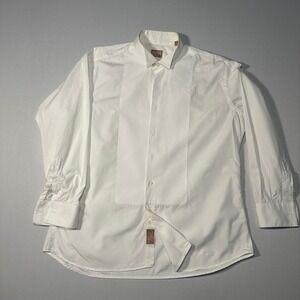 Gitman Bros Made in‎ USA White Tuxedo Shirt 17 33 Pique Bib Front Dress Shirt